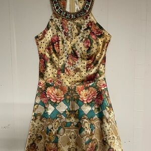 Elegant Floral and Leopard Print Formal Dress